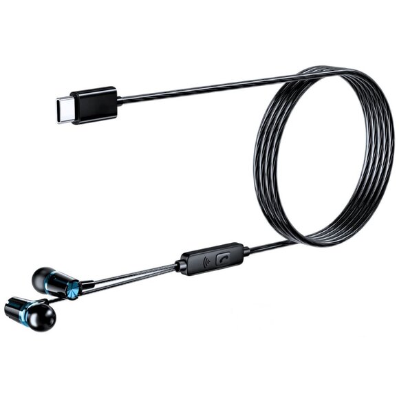 RAYLEIGH Black USB C Wired Earbud Headphones with Microphone NEW - Picture 2 of 9